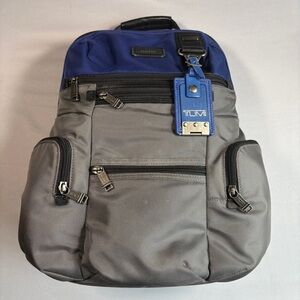 Tumi Alpha Bravo Knox Laptop Backpack 22681GAH Gray And Blue Ballistic Nylon